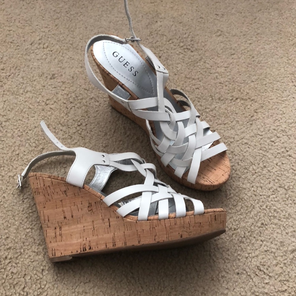 White wedge heels